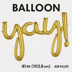 Gold "Yay" Script Foil Balloon