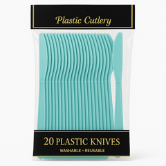 Robin's Egg Blue Economy Plastic Knives - Pack of 20