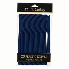 True Navy Economy Plastic Knives - Pack of 20