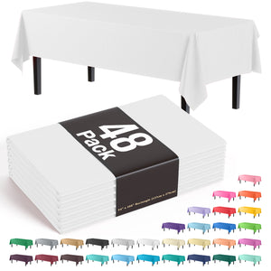 White Plastic Table Cover | Case of 48 - 54 In. x 108 In.