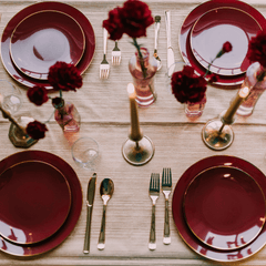 10 In. Classic Burgundy Design Plastic Plates | 120 Count