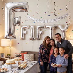 Silver Letter "F" Foil Balloon - Metallic Finish