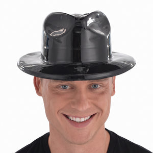 Black Shiny Fedora Hat - Stylish Costume Accessory