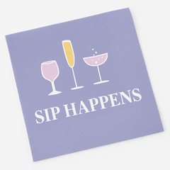 "Sip Happens" Cocktail Beverage Napkins - 5 In. X 5 In.