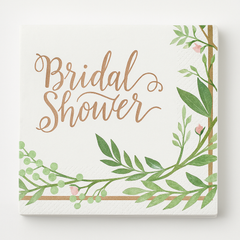 Floral Greenery "Bridal Shower" Beverage Napkins - 5-inch, 16 Pack