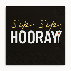 Sip Sip Hooray Cocktail Beverage Napkins, 20-Pack - 5 In. X 5 In.
