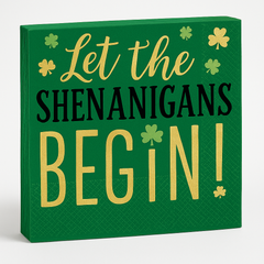 Shenanigans St. Patrick's Day Beverage Napkins, 16-Pack - 5 In. X 5 In.