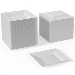 4.5 In. White Square Plates - 100 Count