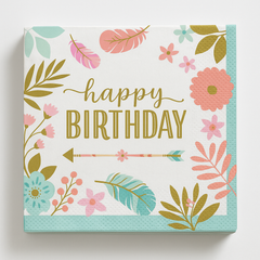 Boho Chic Birthday Lunch Napkins - 6.5 In. x 6.5 In., 16-Pack