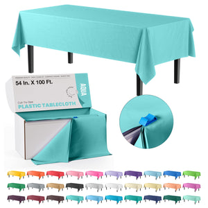 54 In. x 100 Ft. Cut To Size Table Roll | Aqua | Case of 6