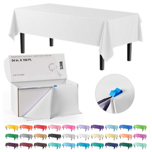 54 In. x 100 Ft. Cut To Size Table Roll | White | Case of 6