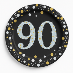 Prismatic Celebration 90th Birthday Plates - 7" Round