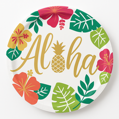 Aloha Tropical Floral Paper Plates, 10.5-Inch, 8-Pack