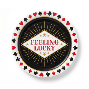 Casino "Feeling Lucky" Round Dessert Plates - 7" Paper, 8-Pack