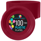 7 In. Burgundy Plastic Plates | 100 Count