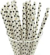 Black Polka Dot Paper Straws | 25 Count