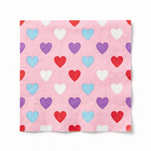 Lovely Hearts Valentine's Day Beverage Napkins - 5 In. X 5 In.