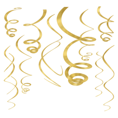 Gold Swirl Hanging Decorations, 22-Inch, 3-Pack