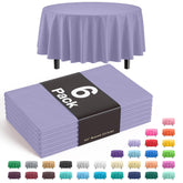 Premium Round Lavender Plastic Table Covers | 6 Pack