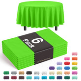 Premium Round Lime Green Plastic Table Covers | 6 Pack