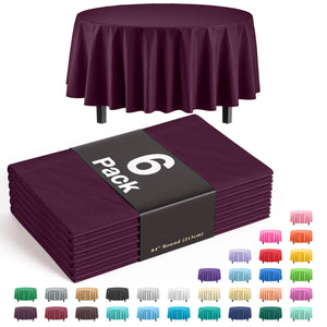Round Plum Plastic Table Covers | 6 Pack - 84 in.