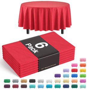 Round Red Plastic Table Covers | 6 Pack | 84 in.