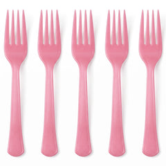 New Pink Plastic Forks - Solid Color Cutlery for Everyday Use - 7.5 in.