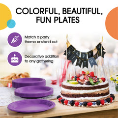 7 In. Purple Plastic Plates | 100 Count