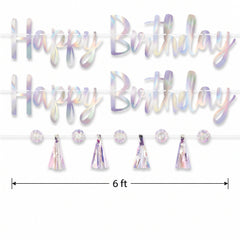 Iridescent "Happy Birthday" Luminous Letter Banner