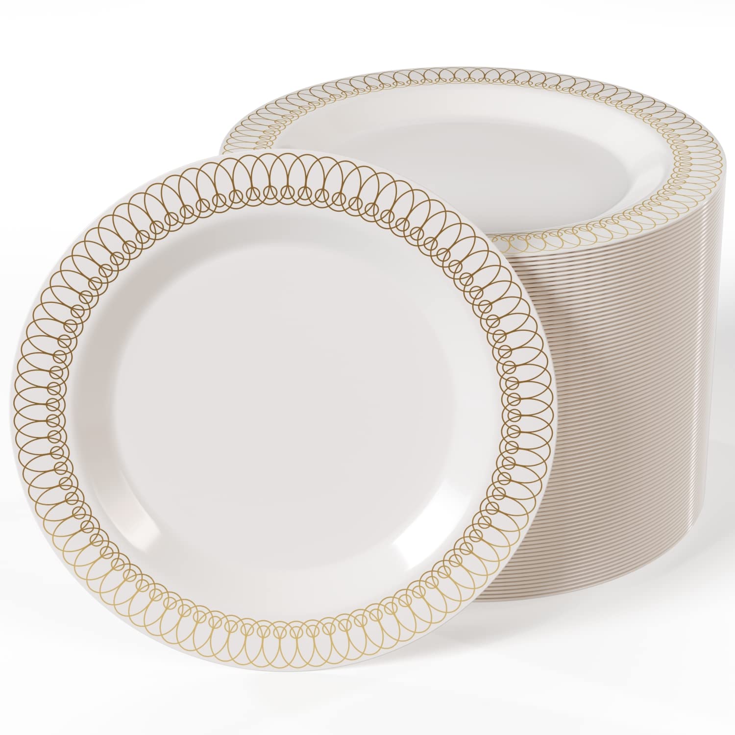 7.5 In. Gold Ovals Design Plates | 10 Count