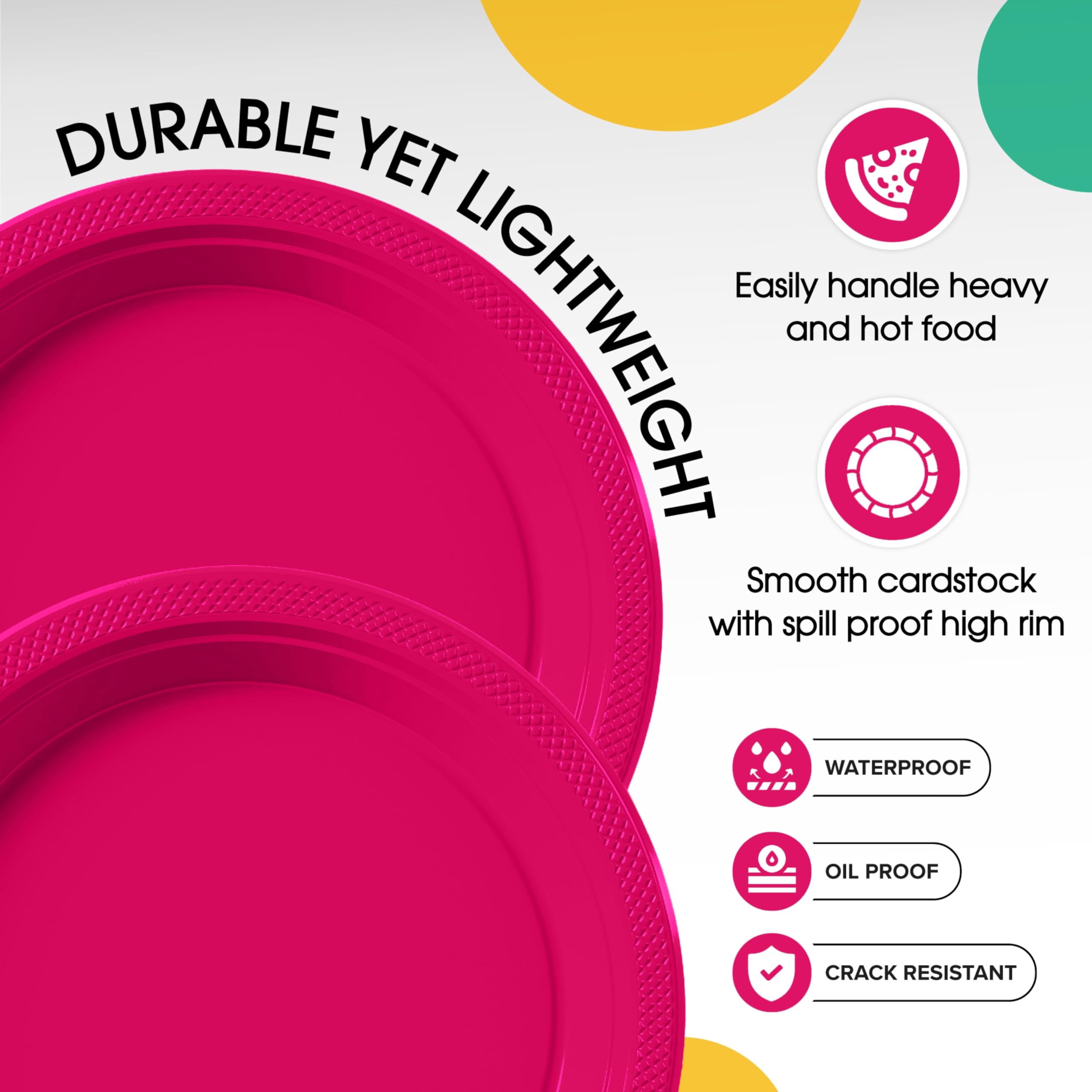7 In. Cerise Plastic Plates | 50 Count