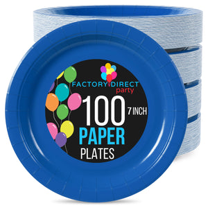 Unleashed | 7 in. Dark Blue Paper Plates | 100 Count