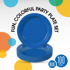 7 In. Dark Blue Paper Plates | 100 Count