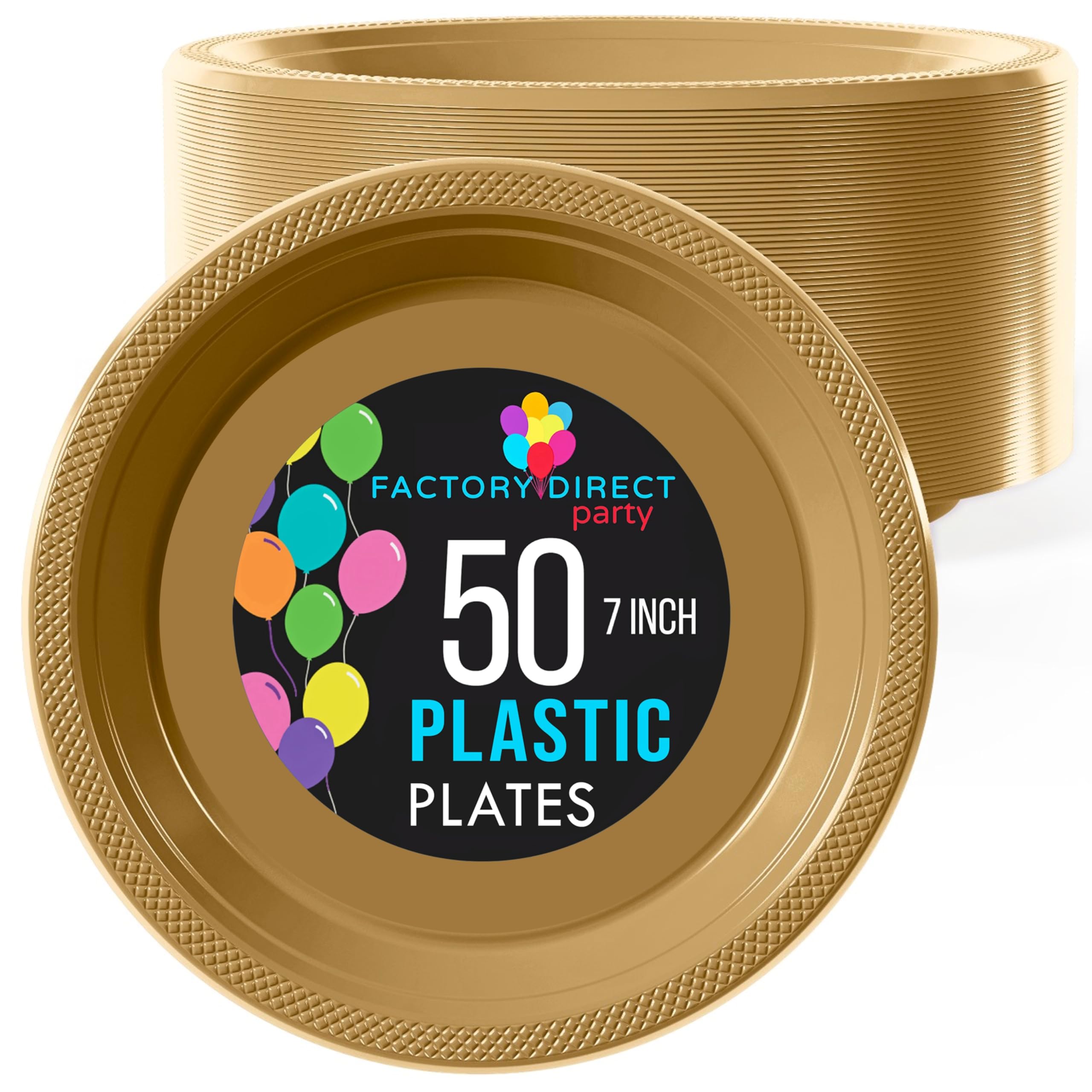 7 In. Gold Plastic Plates | 50 Count