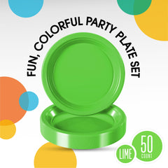 7 In. Lime Green Plastic Plates | 50 Count