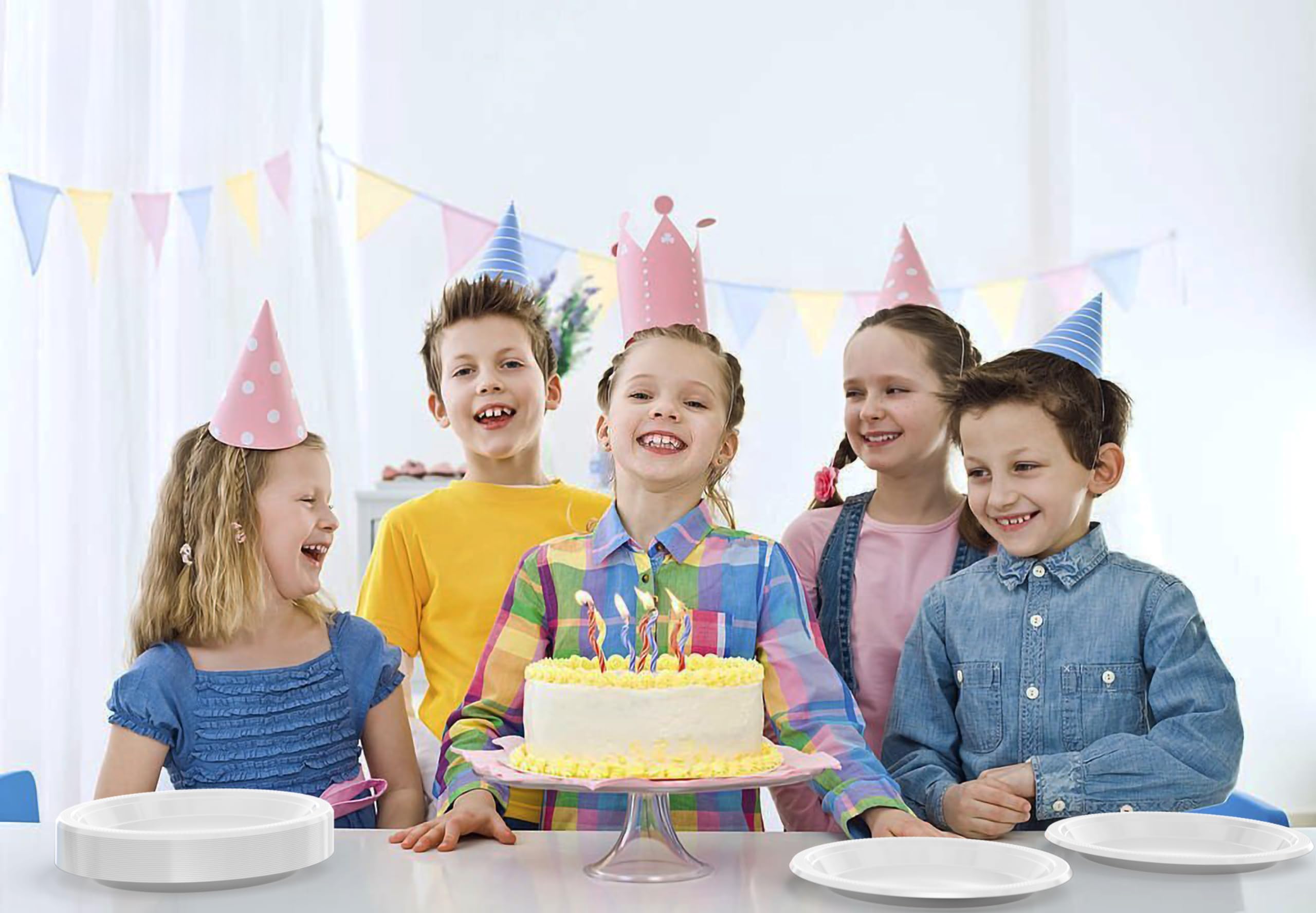 7 In. White Plastic Plates | 50 Count