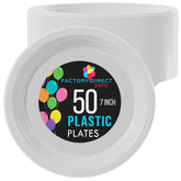 7 In. White Plastic Plates | 50 Count