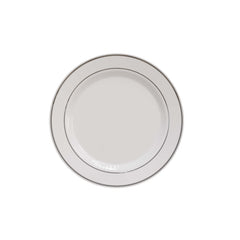 7.5 In. White/Silver Line Design Plates | 10 Count
