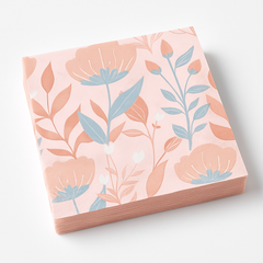 Rose Gold Floral Beverage Napkins - 5 In. X 5 In.
