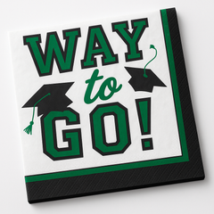True to Your School "Way to Go!" Graduation Green Beverage Napkins, 40-Pack