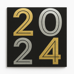 Elegant 2024 New Year's Luncheon Napkins - 6.5 In. X 6.5 In.
