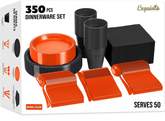 350 pcs Halloween Disposable Tableware Set -Orange and Black