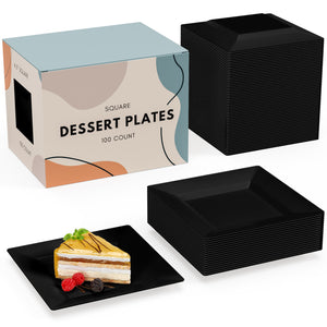 4.5 In. Black Square Plates - 100 Ct.
