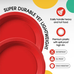 9 In. Red Plastic Plates | 100 Count