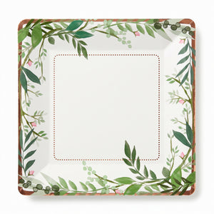 Love & Leaves Metallic Floral Dessert Plates - 7" Square, 8 Pack