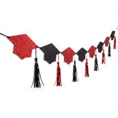 Red and Black Graduation Cap Tassel Banner
