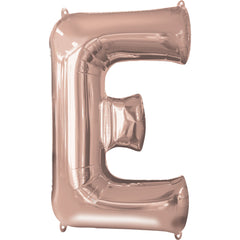 Rose Gold Letter E Foil Balloon - Metallic Mylar Decoration