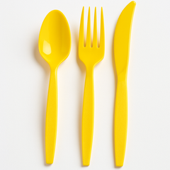 Bright Yellow Plastic Cutlery Set - 32 Count