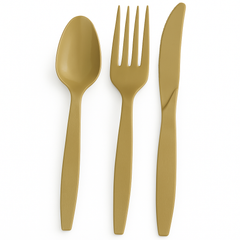Gold Plastic Cutlery Set - 32 Pieces - 7.5 in.