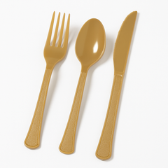Gold Heavyweight Plastic Cutlery Set - 24 Count